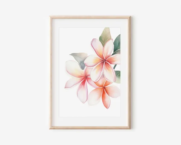Hawaiian Plumeria Botanical Art Print, Tropical Decor