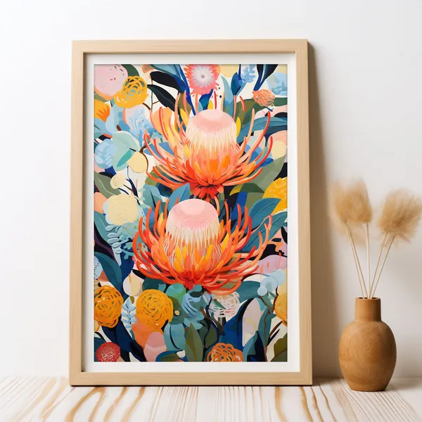 Australian Banksia Botanical Art Print, Native Flowers
