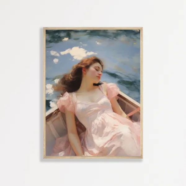 Retro Vintage Woman Portrait Art Print, Minimal