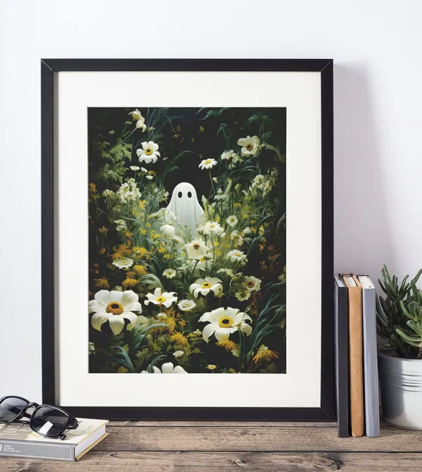 Cute Ghost Dark Academia Gothic Halloween Art Print