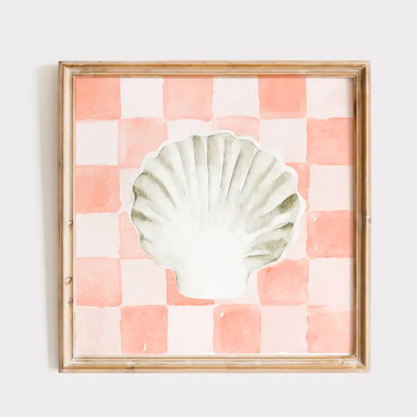 Rust Checkered Shell Painting Art Print, Kids Room