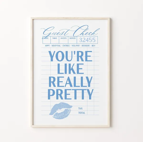 Pretty Guest Check Preppy Coastal Art Print