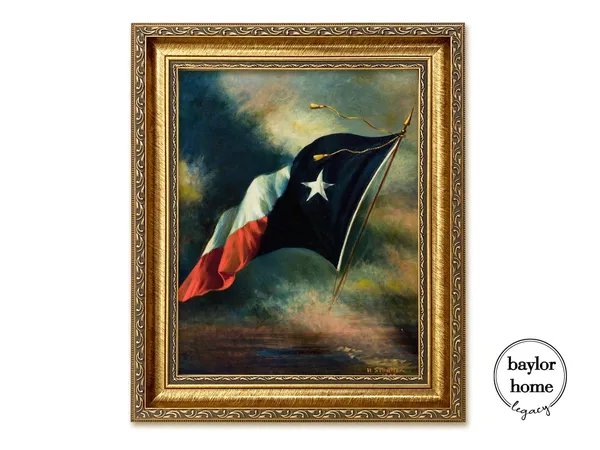 Texas Flag Oil Painting Art Print, Texas Wall Decor