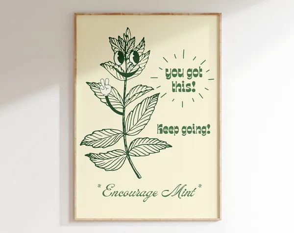 Retro Encouragement Print, Groovy 70s Aesthetic Poster