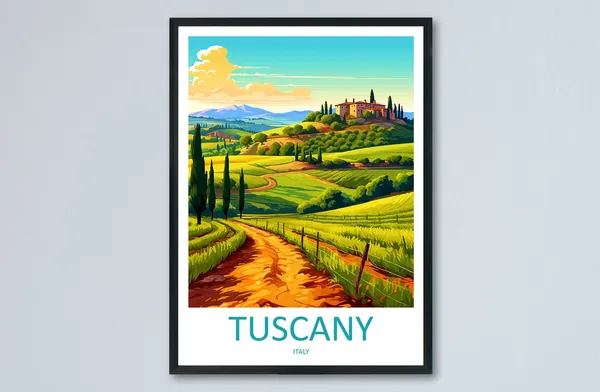 Tuscany Travel Poster, Italy Wall Art Print
