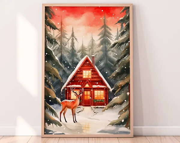 Winter Forest Holiday Wall Art, Christmas Tree Print