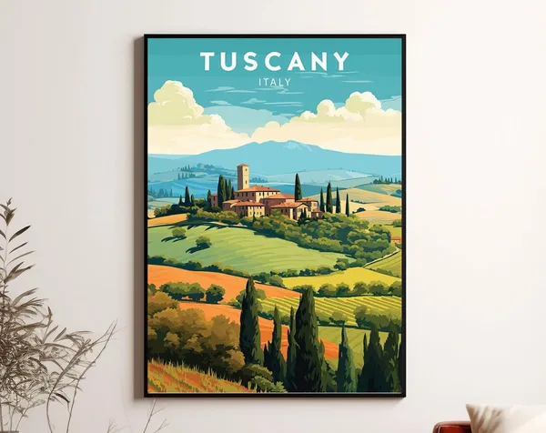 Tuscany Travel Poster, Wandering Italy Wall Decor