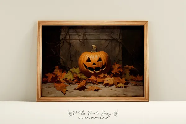 Vintage Pumpkin Halloween Rustic Fall Decor Poster