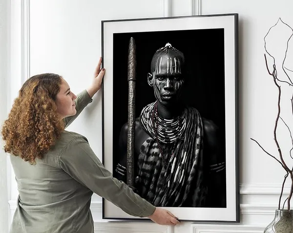 African Photography Black Art Print, Black and White