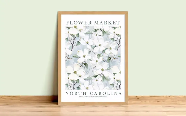 North Carolina Dogwood Watercolor Botanical Art Print