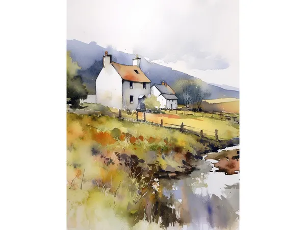 Wicklow Mountains Watercolor Art Print, Ireland