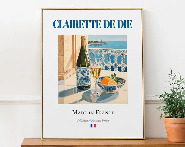 Clairette De Die Maiolica Tile, French Beverage Art Print