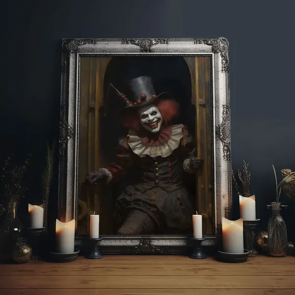Scary Victorian Clown, Victorian Gothic Halloween Art Print