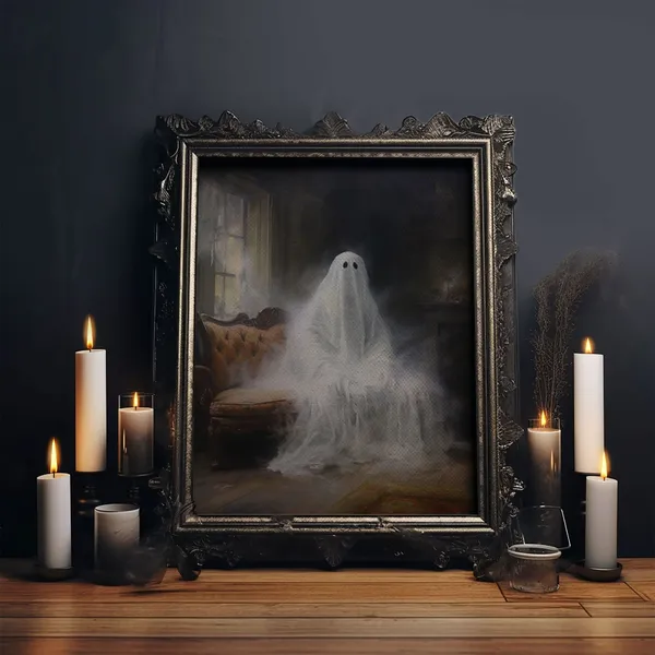 Ghost on Sofa Gothic Victorian Halloween Art Print