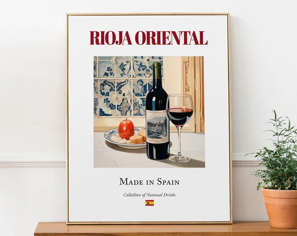 Rioja Oriental Maiolica Tile Beverage Poster, La Rioja