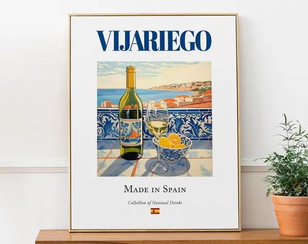 Vijariego Wine on Maiolica Tile, Traditional Poster Print