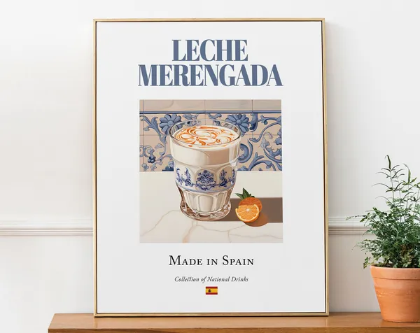 Leche Merengada On Maiolica Tile, Spanish Beverage Poster