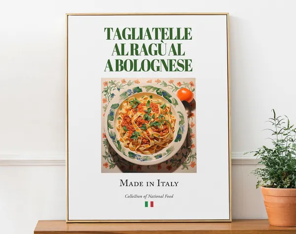 Tagliatelle al Ragù Bolognese, Maiolica Tile Art Print