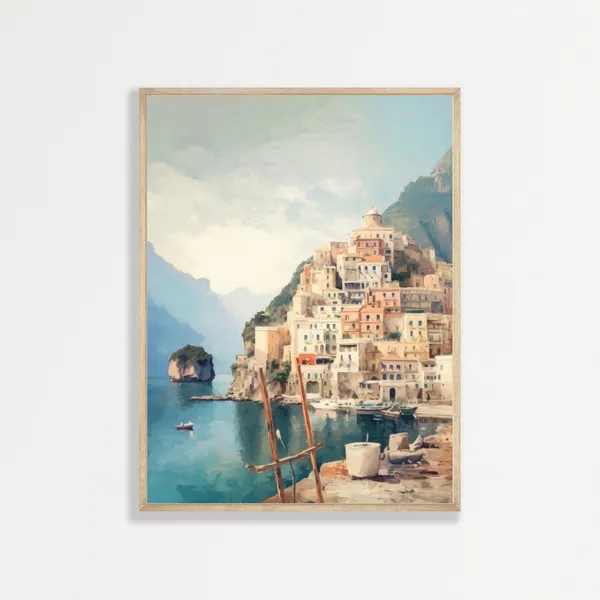 Amalfi Coast Retro Italy Bedroom Travel Poster