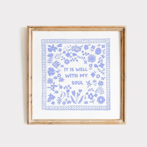 Light Blue It Is Well With My Soul Scripture Print