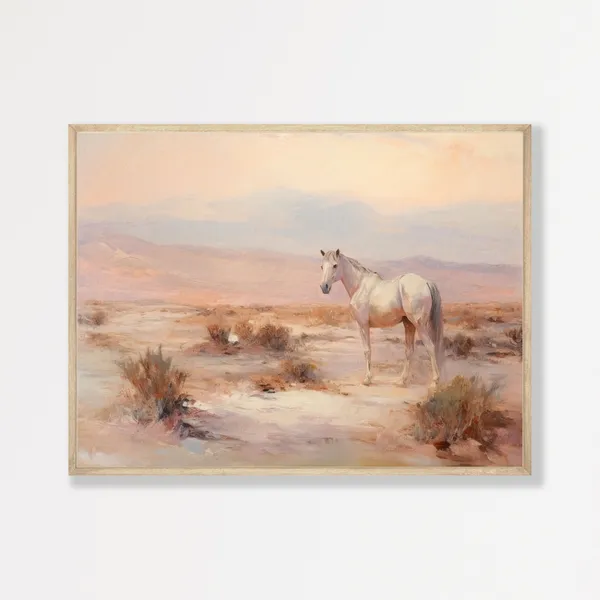 Retro Equestrian Horse Landscape Vintage Art Print
