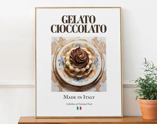 Gelato Cioccolato Maiolica Tile Plate, Italian Food Art Print