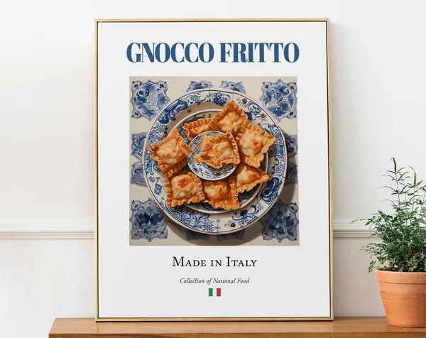 Gnocco Fritto on Maiolica Tile Plate, Art Print