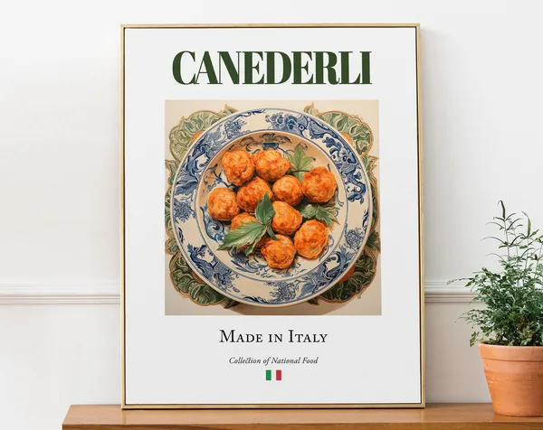 Canederli on Maiolica Tile Plate, Italian Food Art Print