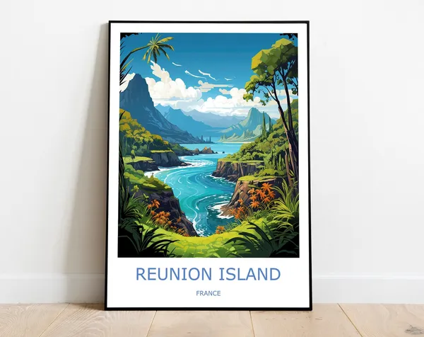 Reunion Travel Poster, La Réunion Island, France