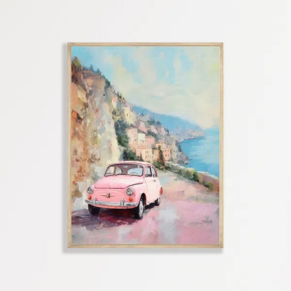 Retro Italy Amalfi Coast Travel Poster, Preppy Decor