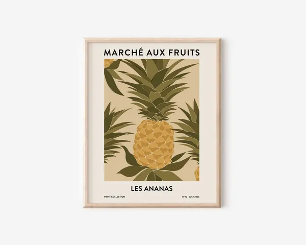 Abstract Pineapples Botanical Kitchen Art Print
