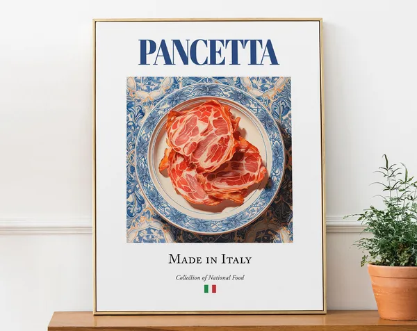 Pancetta on Maiolica Tile Plate, Italian Food Art Print