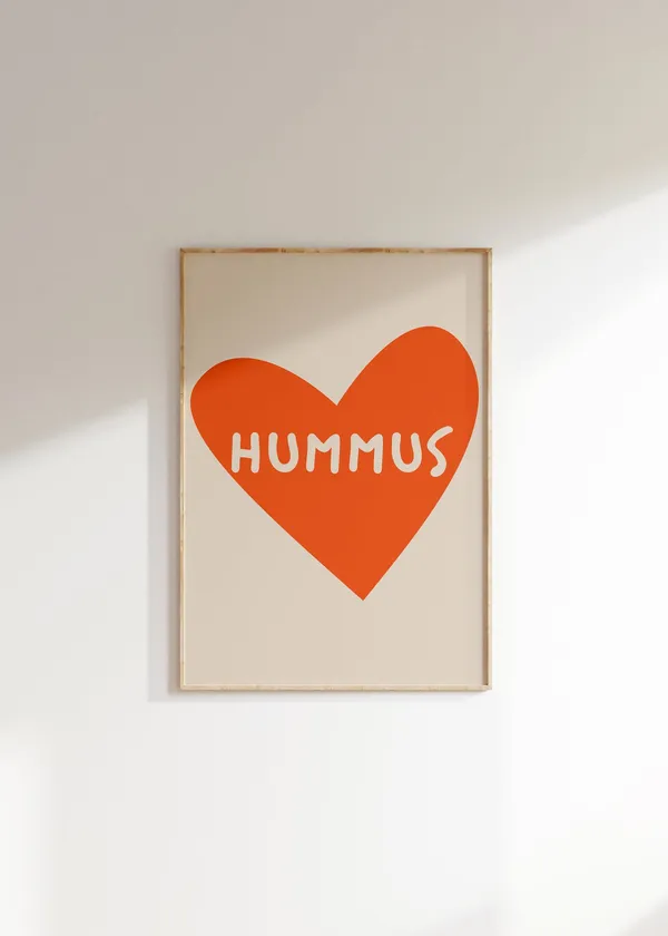 Funky Kitchen Hummus Poster, Middle Eastern Food Art