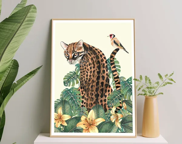 Jungle Nursery Decor Tropical Animals Art Print