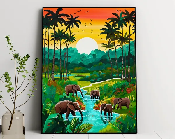Africa Illustration Print, Botswana Travel Poster