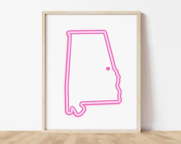 Auburn Alabama Heart Map Poster Print
