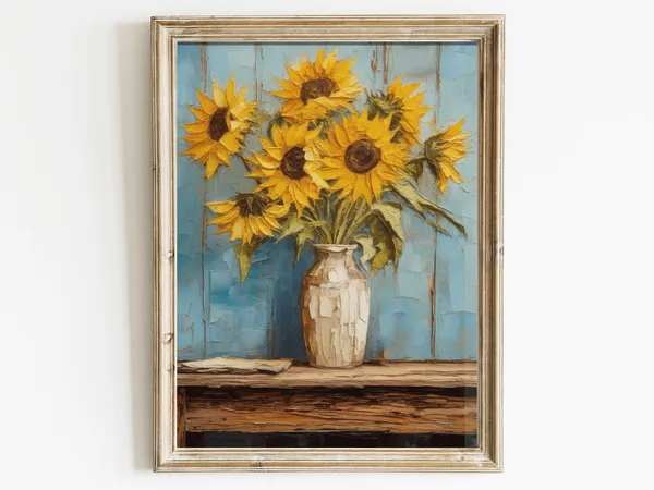 Sunflower Vintage Rustic Floral Art Print