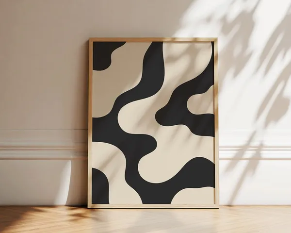 Japandi Beige and Black Abstract Art Print, Minimalist