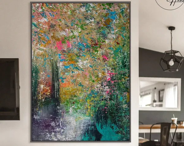 Colorful Floral Abstract Painting, Modern Wall Art Print