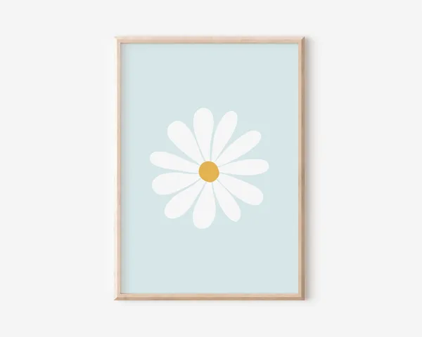 Daisy Print Boho Floral Art Print for Nursery