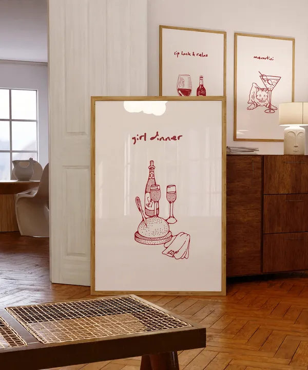 Bar Cart Minimal Cocktail Art Print