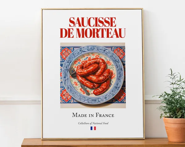 Saucisse De Morteau Maiolica Tile Plate Art Print