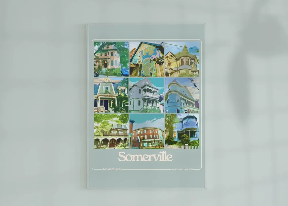 Somerville MA Houses Travel Poster