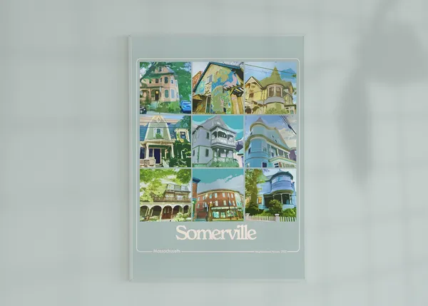 Somerville MA Houses Travel Poster
