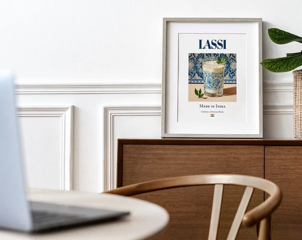 Lassi on Maiolica Tile, Indian Beverage Art Print - Image 4