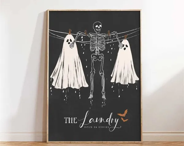 Laundry Sign Halloween Gothic Farmhouse Art Print