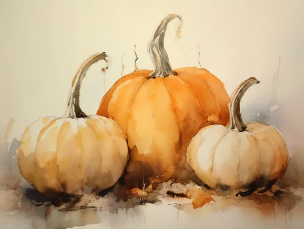 Pumpkin Watercolor Art Print, Farmhouse Autumn Decor