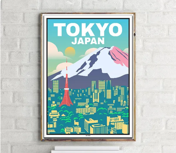 Tokyo Tower Vintage Travel Poster, Japan