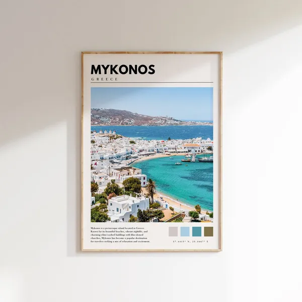 Mykonos Greece Photo Travel Poster, Greek Islands