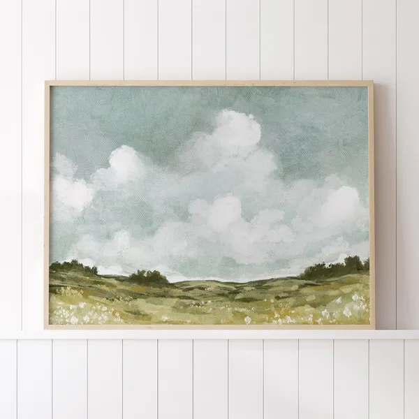 Country Spring Landscape, Vintage Inspired Art Print